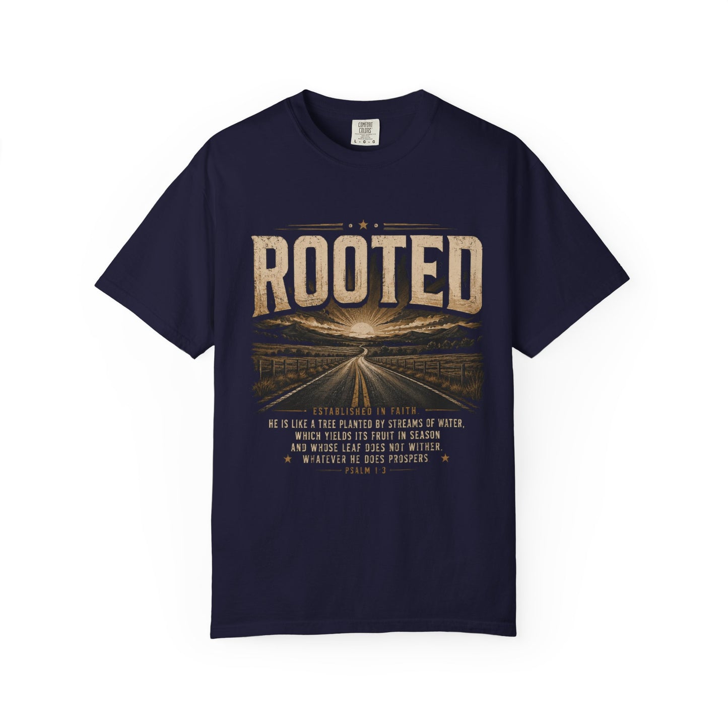 Rooted Road Vintage T-Shirt Inspirational Christian Faith Tee