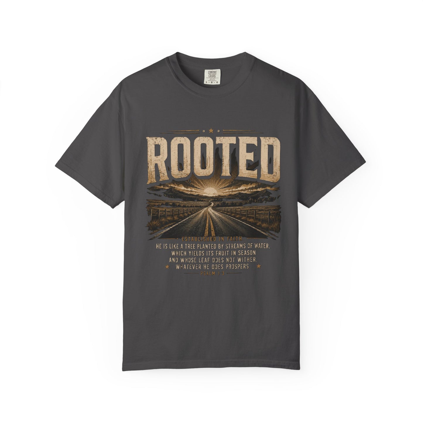 Rooted Road Vintage T-Shirt Inspirational Christian Faith Tee