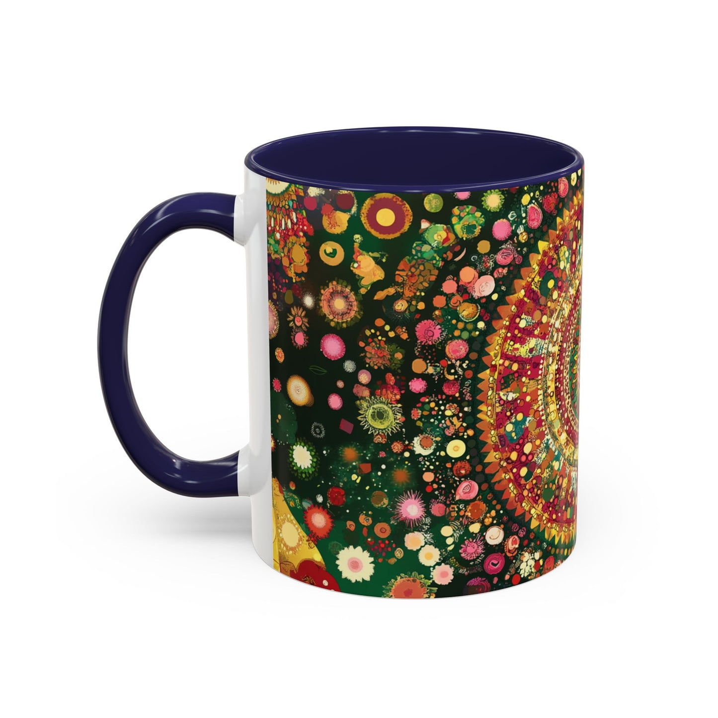 Vibrant Mandala Accent Coffee Mug, Colorful Drinkware.