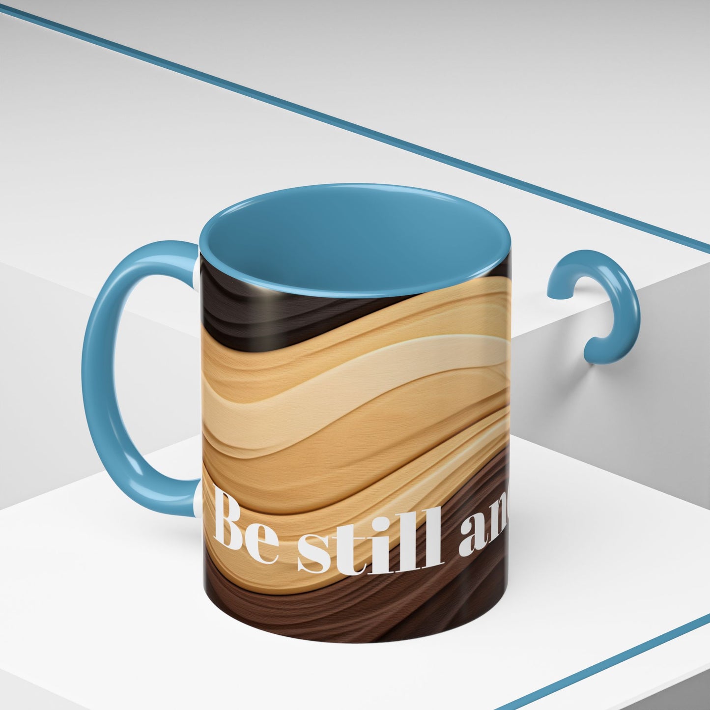 Accent Coffee Mug with Wavy Design.