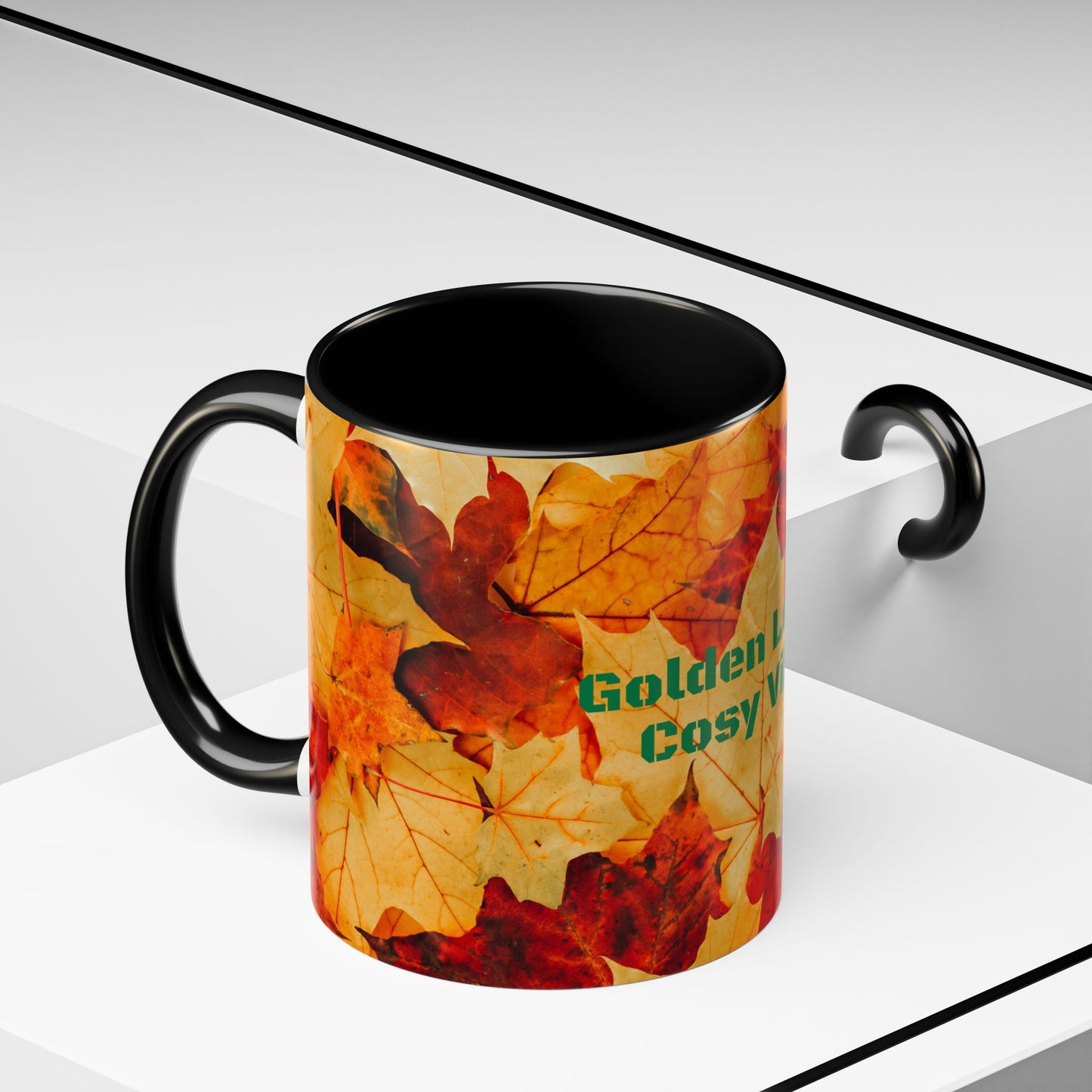 Leafy Falls Vibes, Accent Coffee Mug.