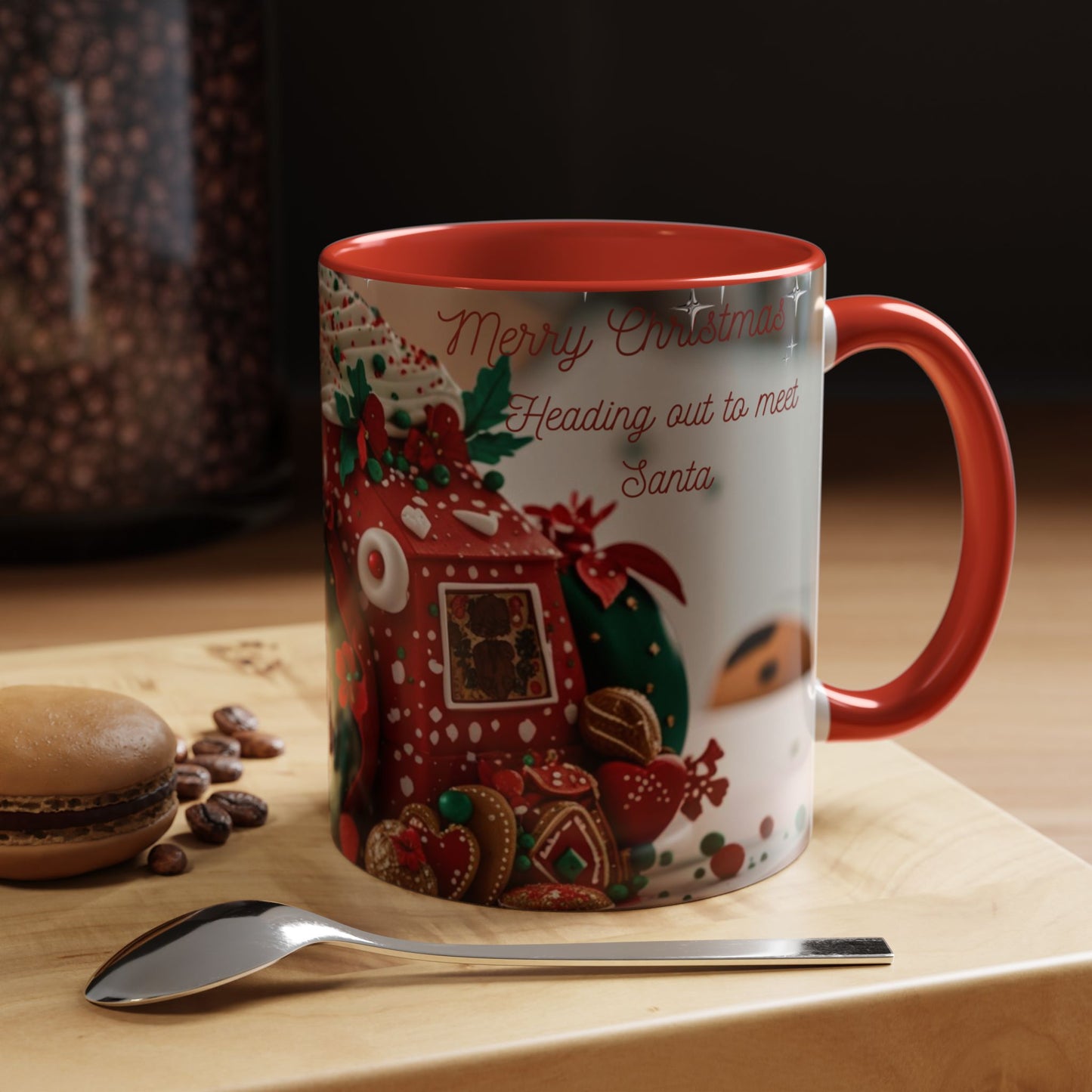 Festive Cat Coffee Mug, Holiday Gift, Christmas Coffee Cup.