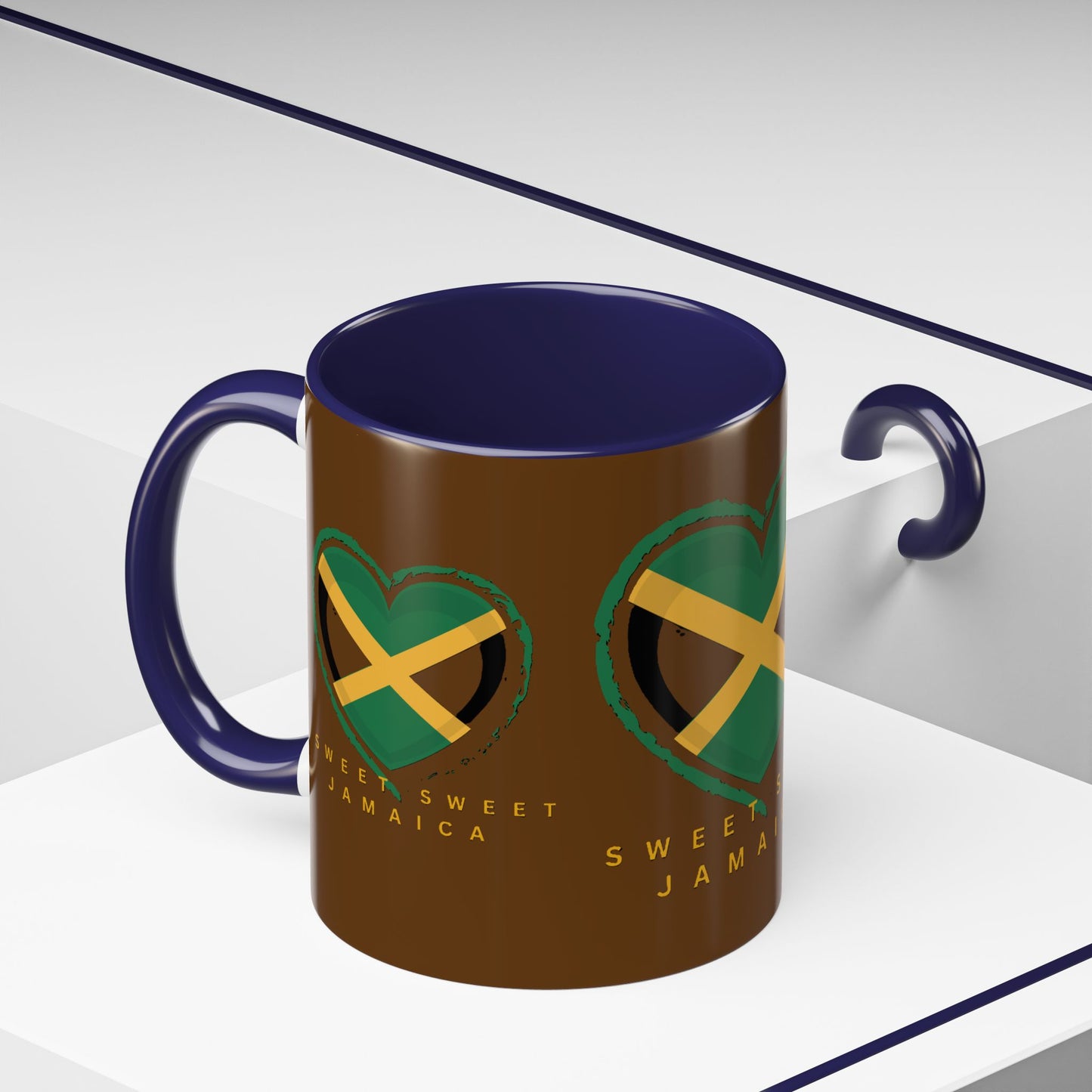Accent Coffee Mug with Jamaican Heart Design - Perfect for Coffee Lovers, Gift for Travelers, Jamaica Celebration, or Home Decor