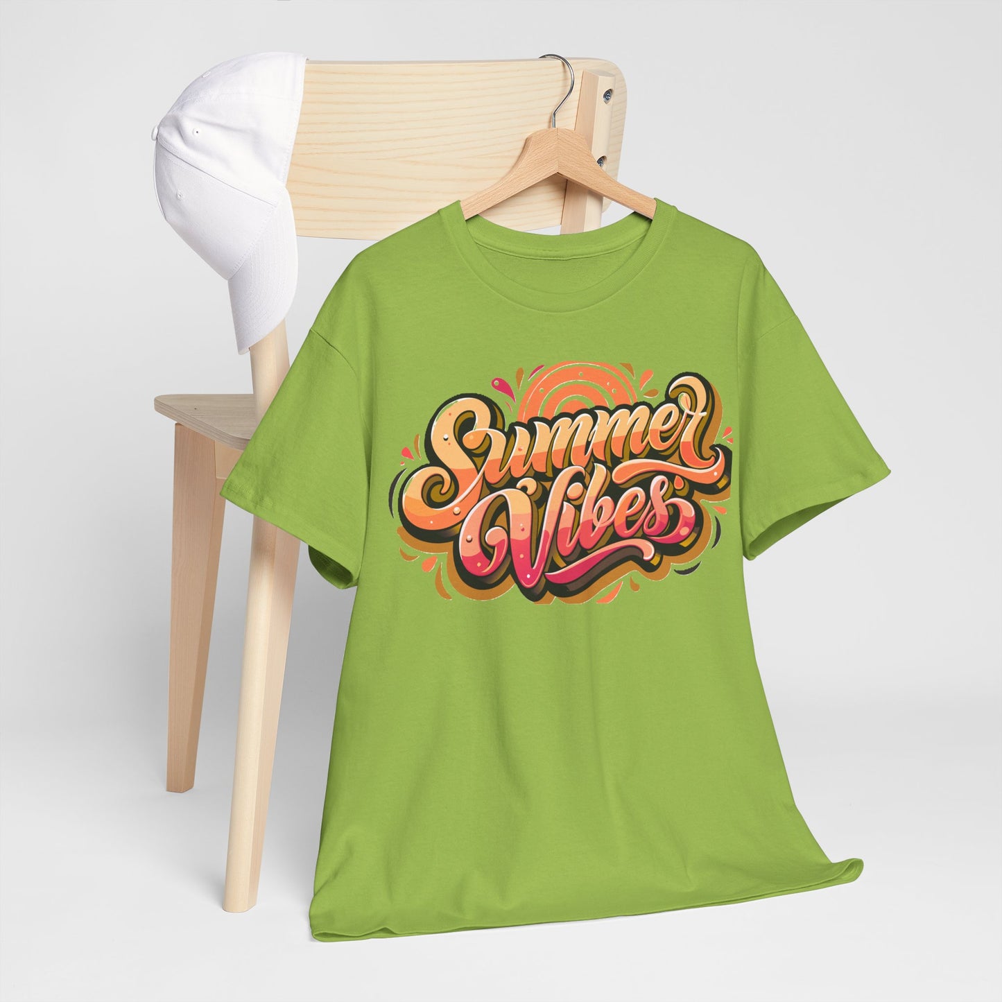 Summer Vibes Unisex Heavy Cotton Tee - Relaxed Fit, Casual Wear, Beach Outings, Gift for Friends, Summer Parties, Fun Graphic Tee