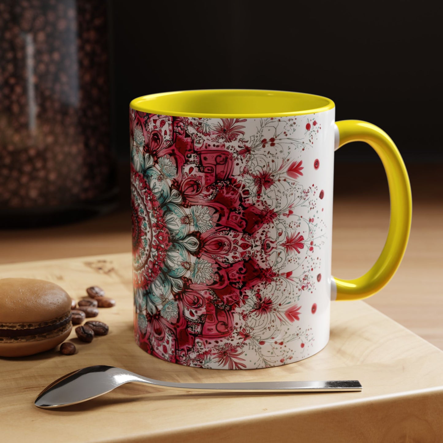 Bohemian Mandala Accent Coffee Mug  Artistic Gift for Coffee Lovers.