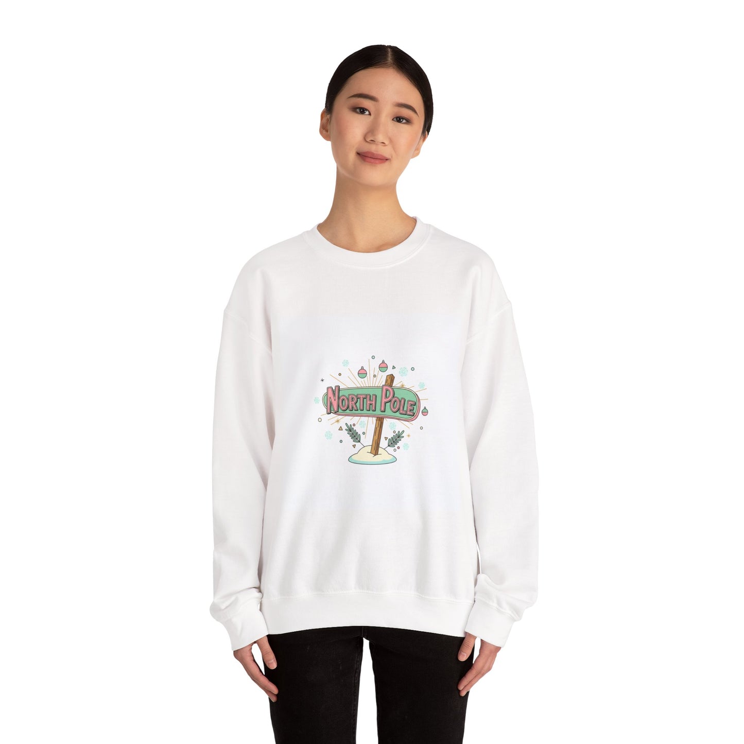 North Pole Sign Sweatshirt | mid century Christmas, retro holiday sign