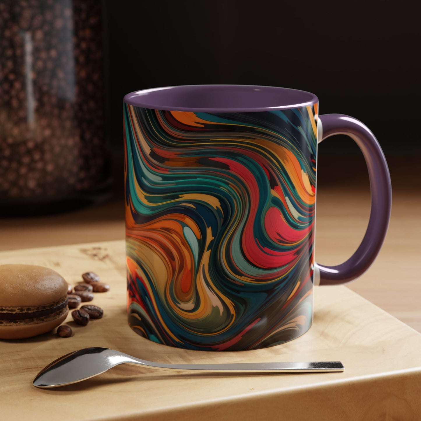 Vibrant Accent Coffee Mug, Artistic Mug Design Colorful Drinkware.