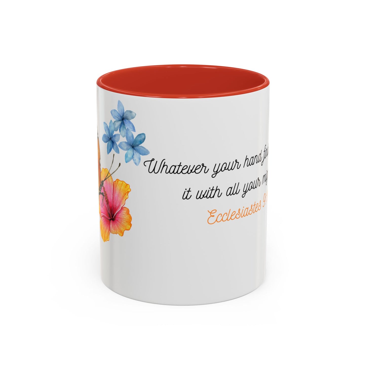 Inspirational Accent Mug - Butterfly Design, with Motivational words.