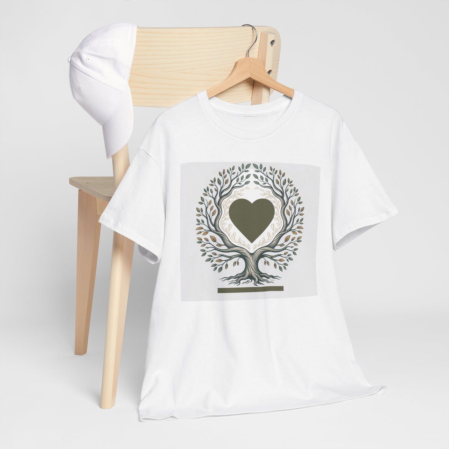 Heart Tree Unisex Cotton Tee, Nature Lover Shirt, Eco-Friendly Gift.
