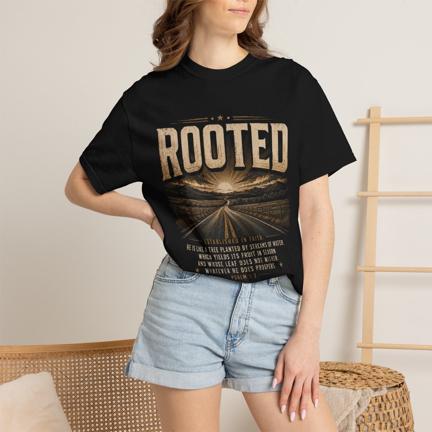 Rooted Road Vintage T-Shirt Inspirational Christian Faith Tee