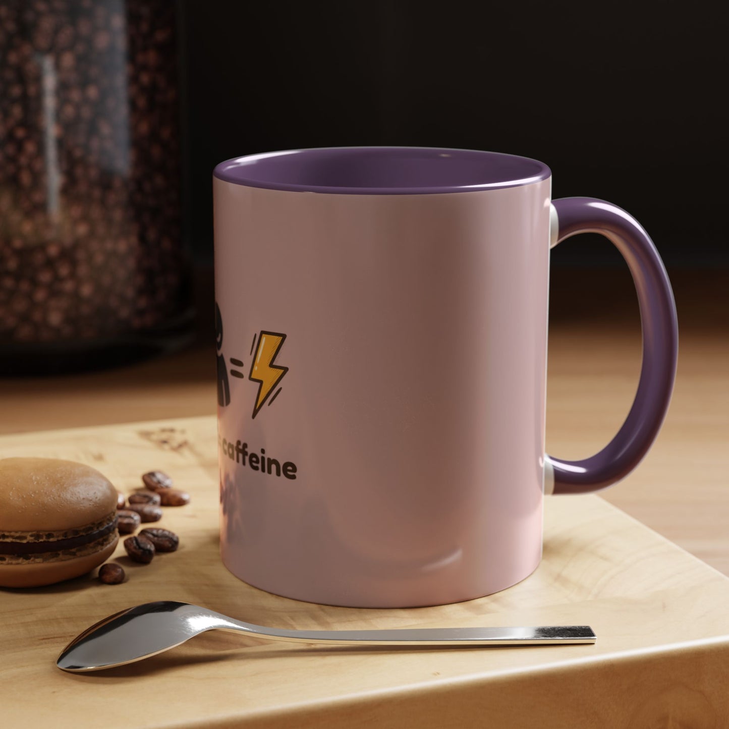 Coffee + Me = Caffeine Accent Mug.