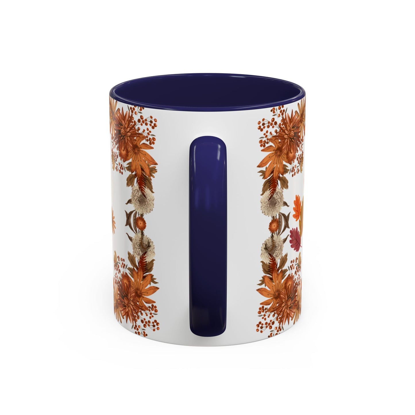 Fall Floral Accent Coffee Mug, Autumn Drinkware, Seasonal Gift, Hello Autumn.