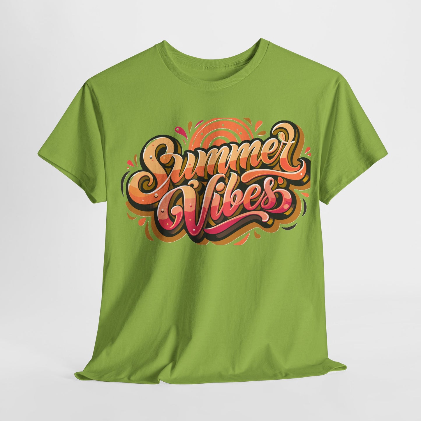 Summer Vibes Unisex Heavy Cotton Tee - Relaxed Fit, Casual Wear, Beach Outings, Gift for Friends, Summer Parties, Fun Graphic Tee