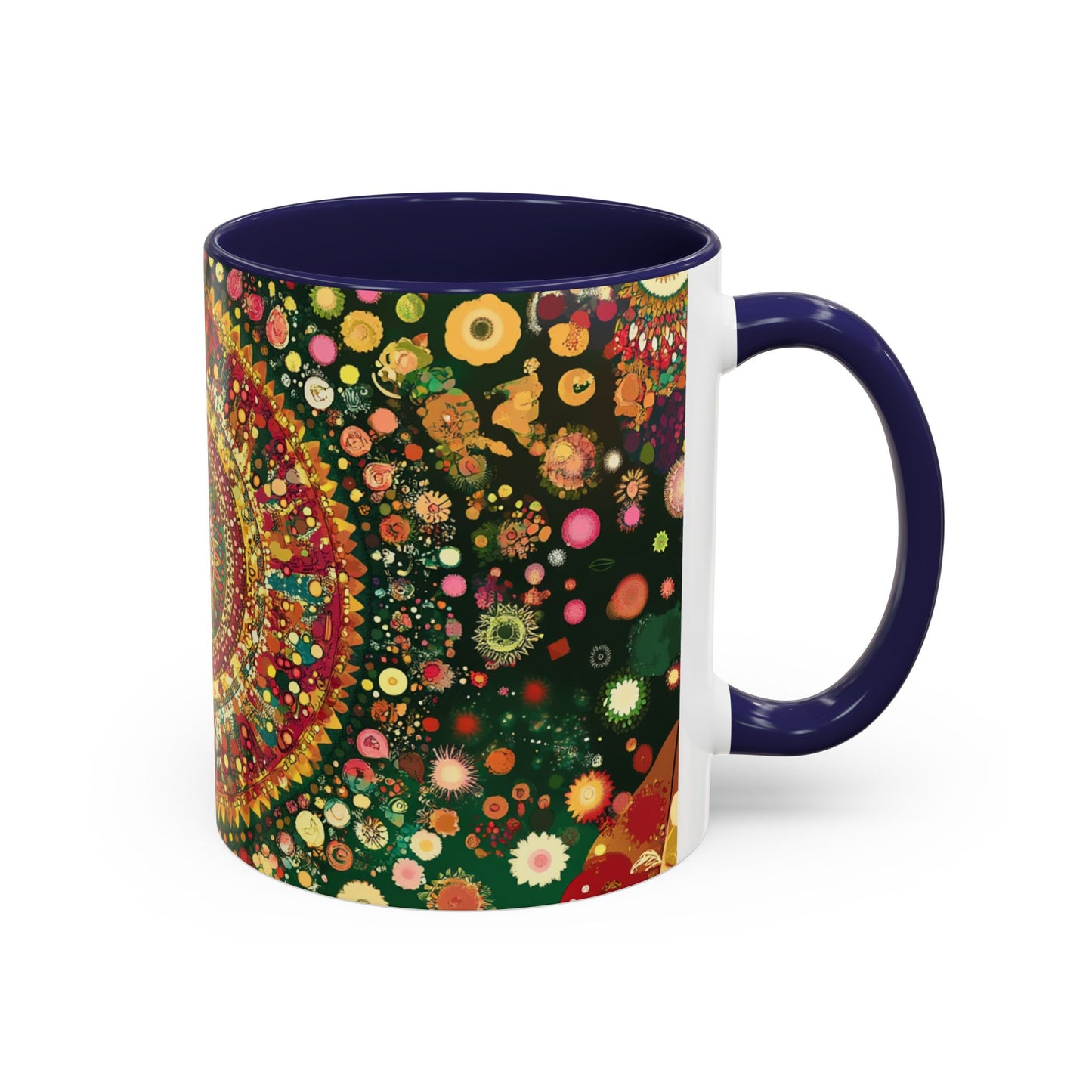 Vibrant Mandala Accent Coffee Mug, Colorful Drinkware.