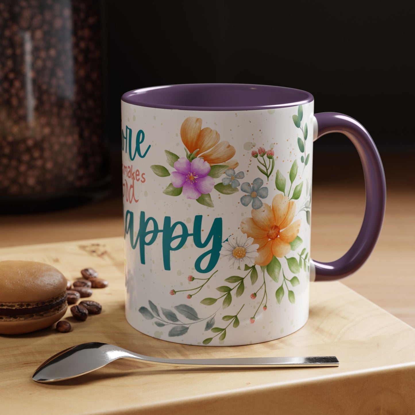 Floral Inspirational Coffee Mug, Do More of What Makes God Happy.