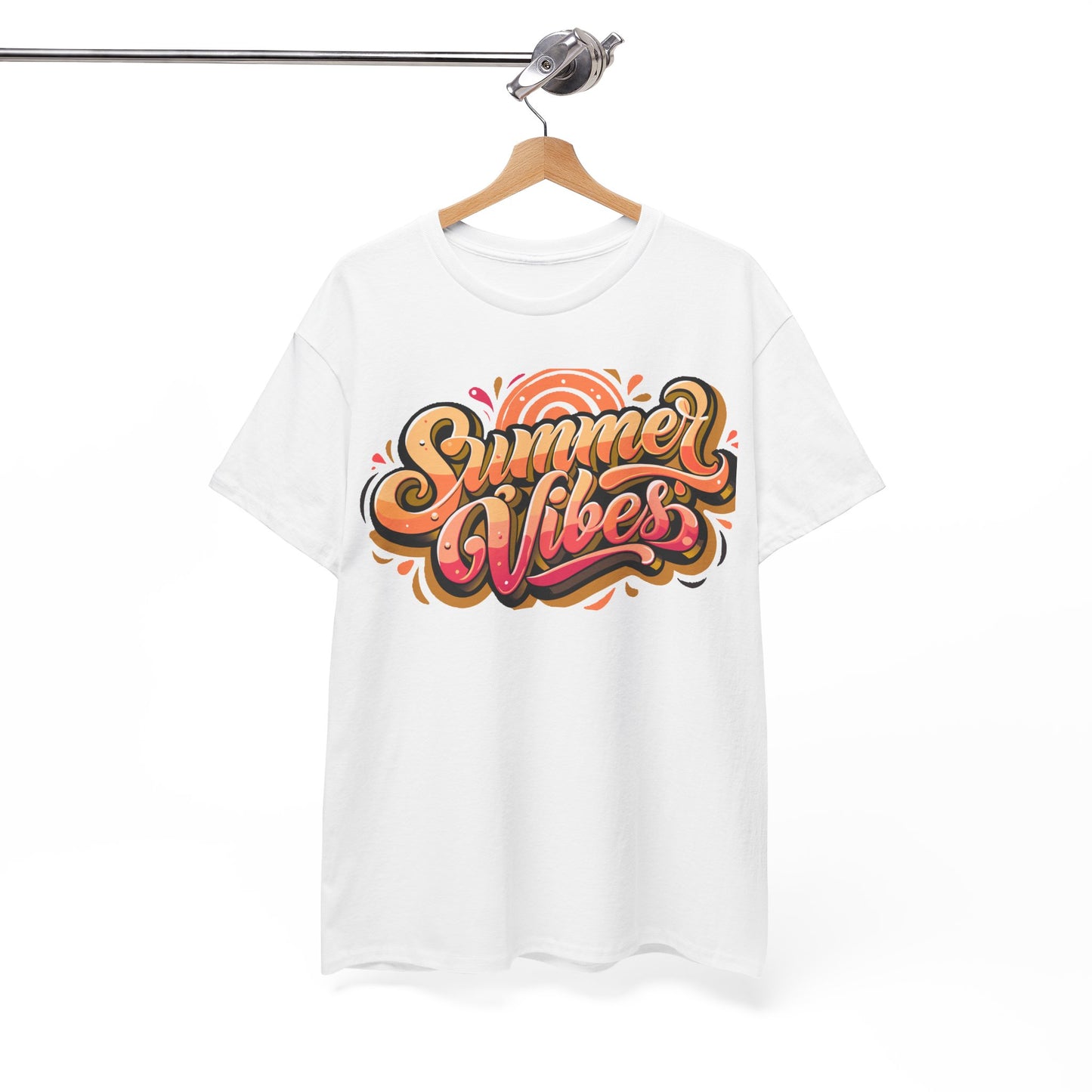 Summer Vibes Unisex Heavy Cotton Tee - Relaxed Fit, Casual Wear, Beach Outings, Gift for Friends, Summer Parties, Fun Graphic Tee