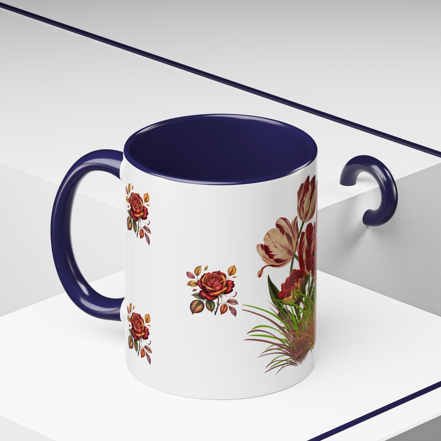 Floral Accent Coffee Mug, Boho Floral Mug.
