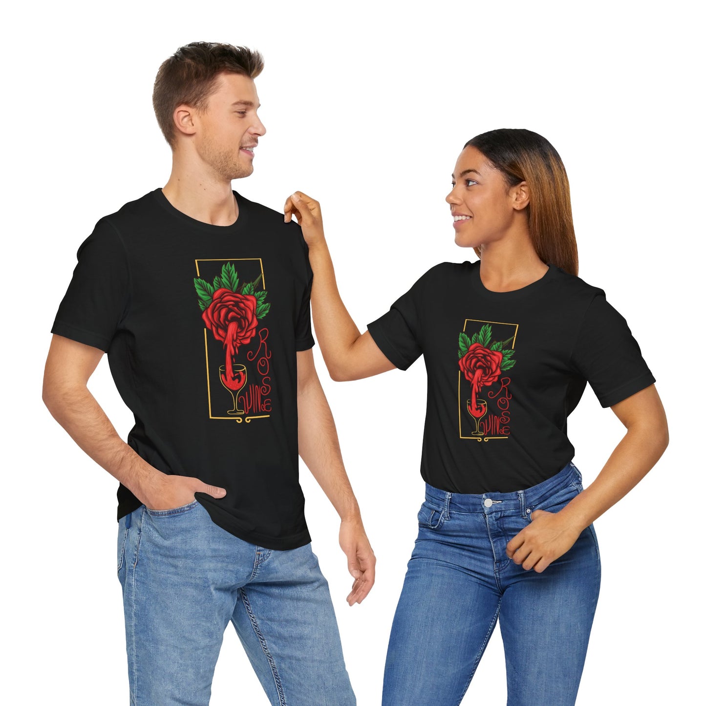 Rose Wine Unisex Tee, Perfect for Wine Lovers, Gifts for Her, Casual Date Night, Summer Apparel, Floral Graphic Shirt