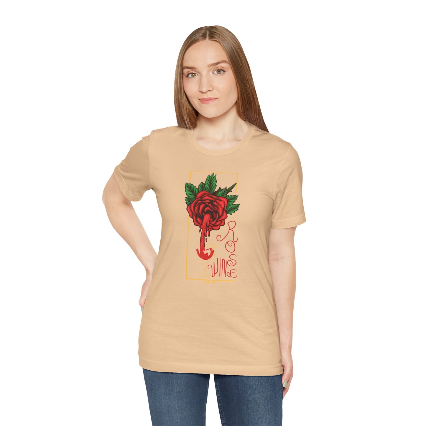 Rose Wine Unisex Tee, Perfect for Wine Lovers, Gifts for Her, Casual Date Night, Summer Apparel, Floral Graphic Shirt