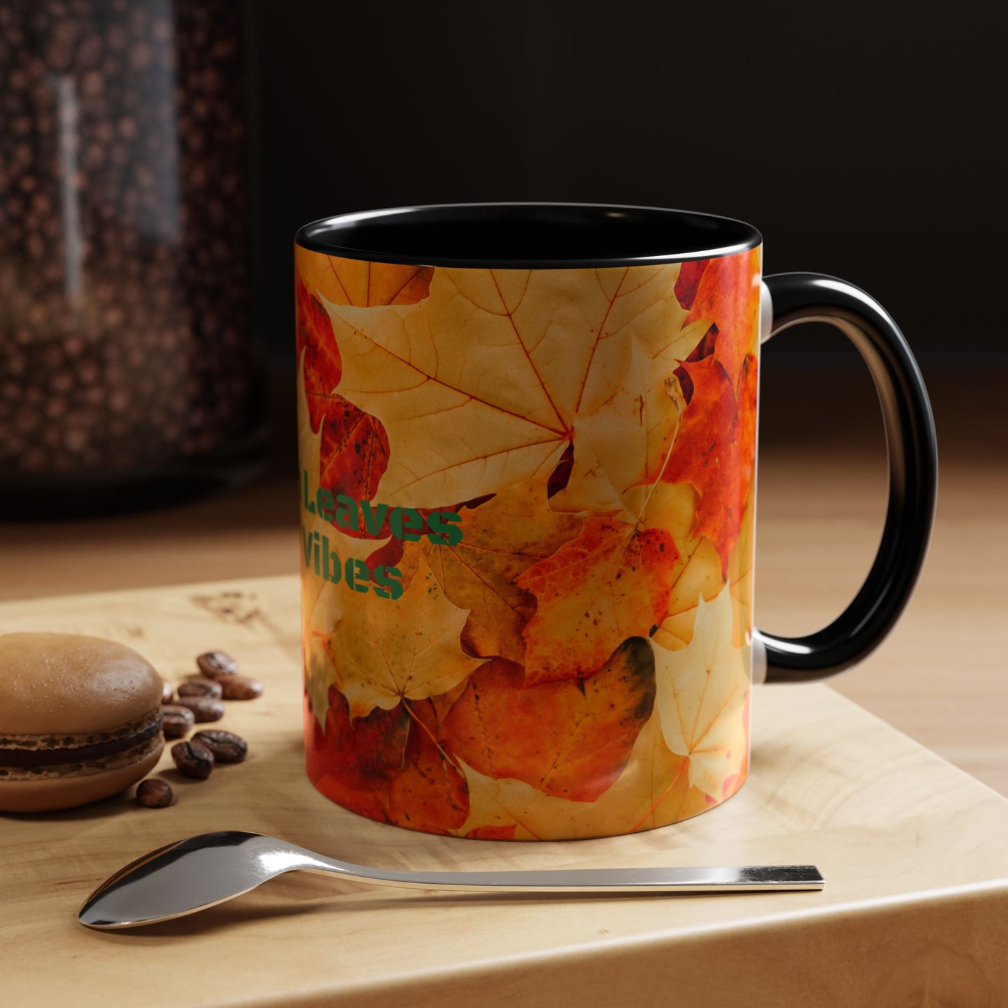 Leafy Falls Vibes, Accent Coffee Mug.