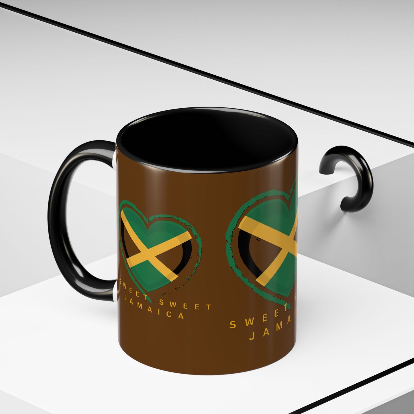 Accent Coffee Mug with Jamaican Heart Design - Perfect for Coffee Lovers, Gift for Travelers, Jamaica Celebration, or Home Decor