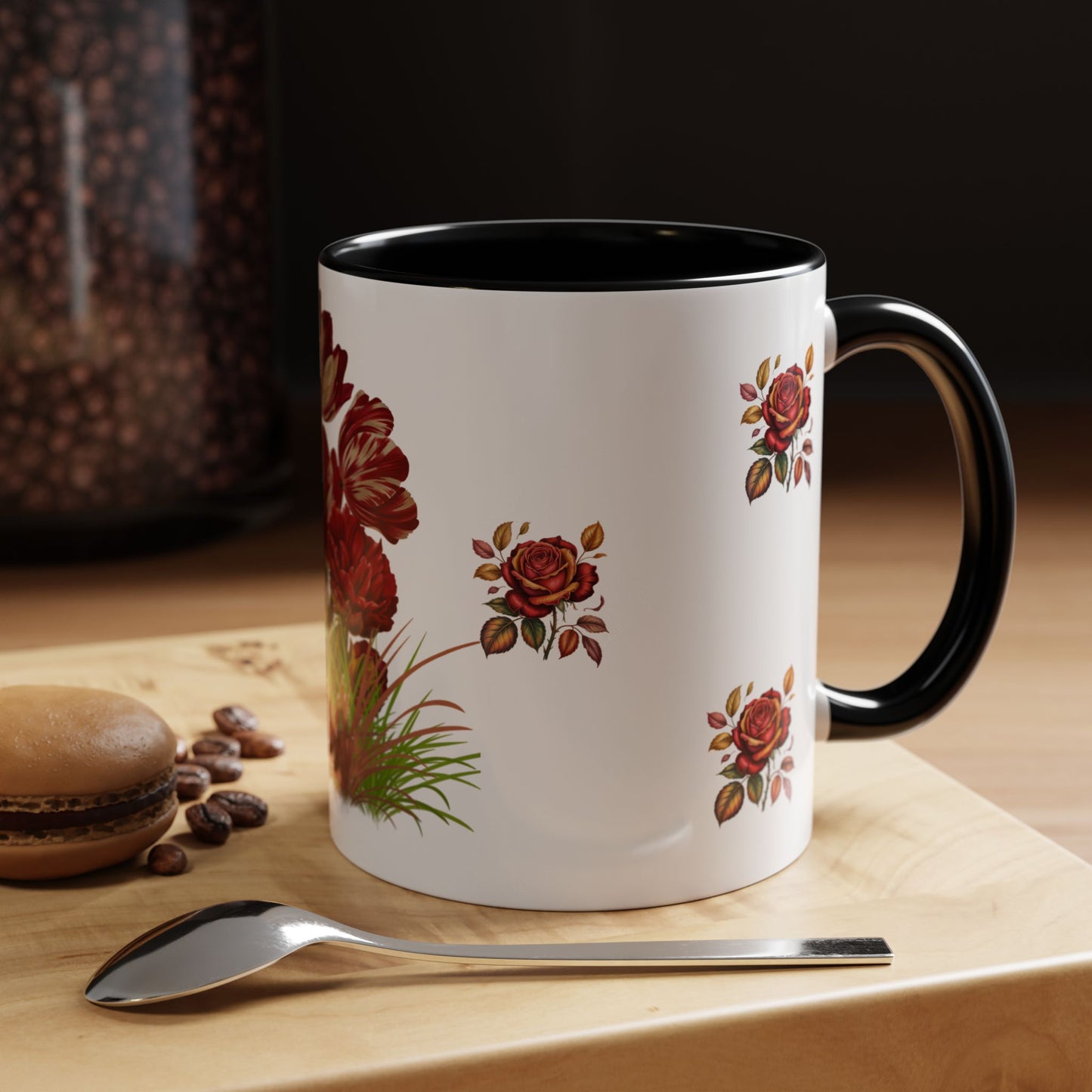 Floral Accent Coffee Mug, Boho Floral Mug.
