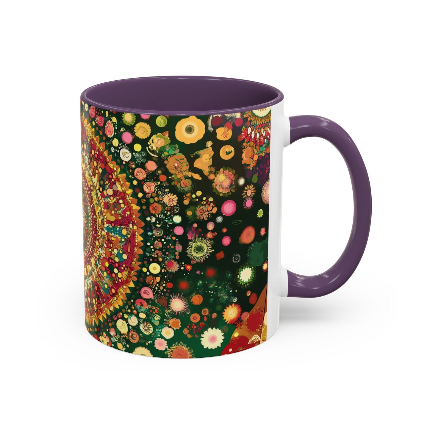 Vibrant Mandala Accent Coffee Mug, Colorful Drinkware.