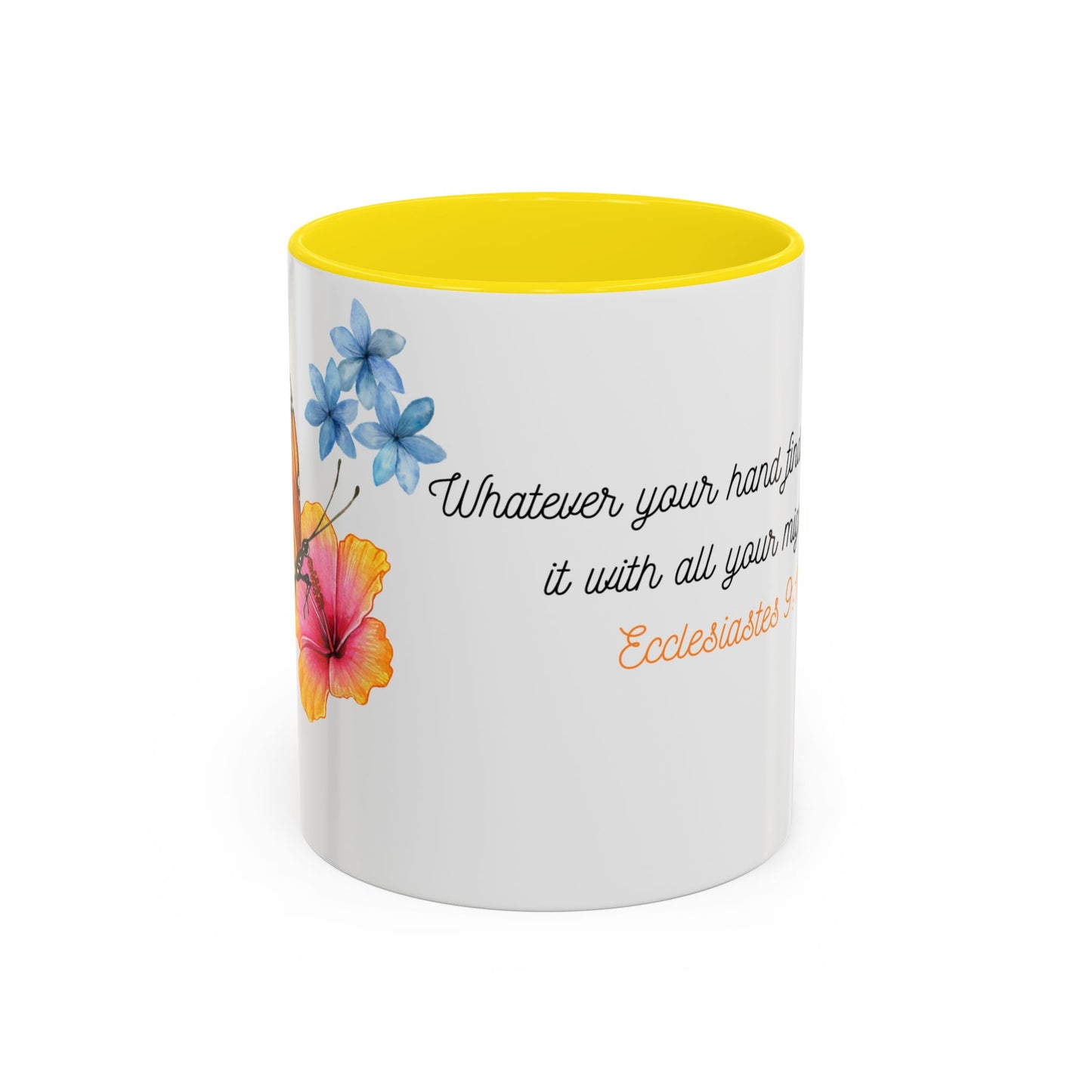 Inspirational Accent Mug - Butterfly Design, with Motivational words.