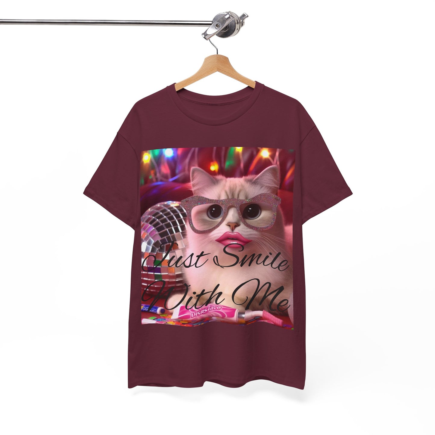 Just Smile Cat Unisex Heavy Cotton Tee - Fun and Funky Casual Wear