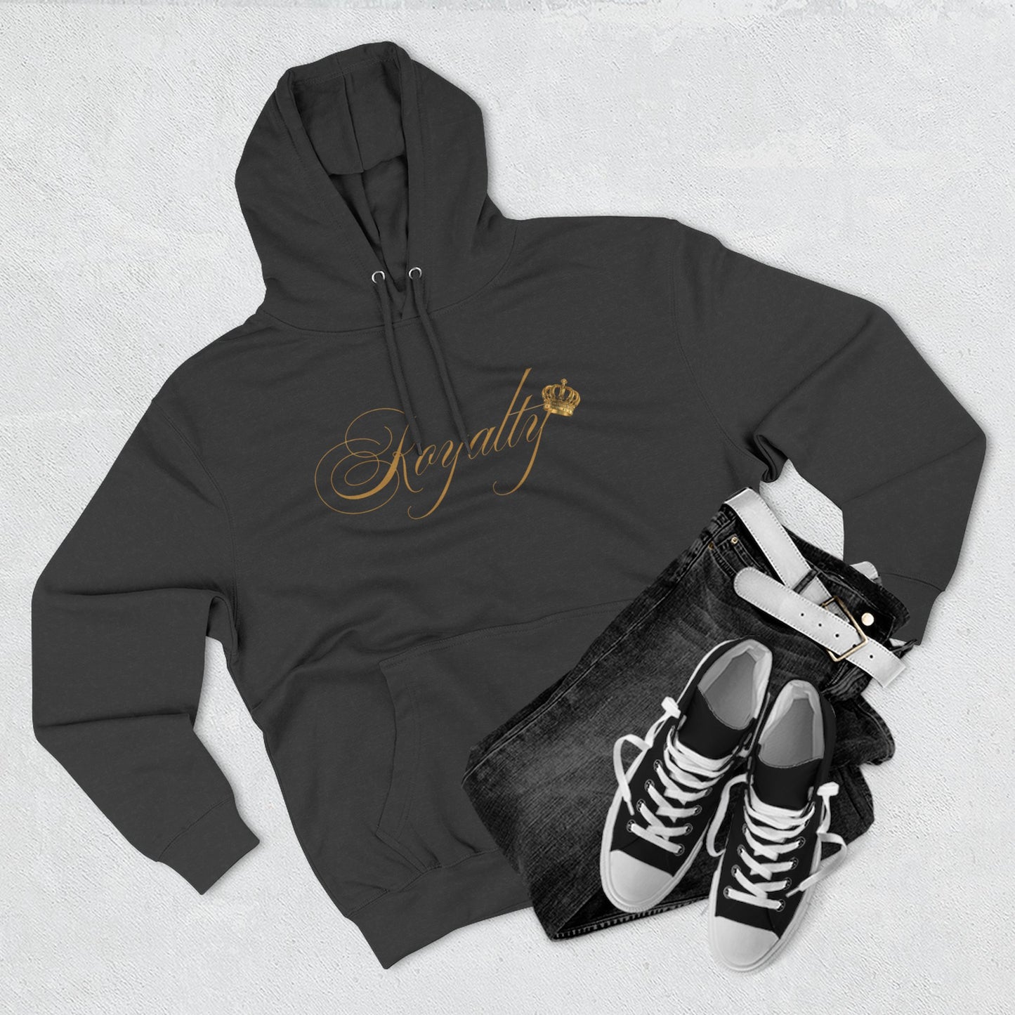 Royalty Script Hoodie - Gold Script "Royalty" Fleece Pullover, Cosy.