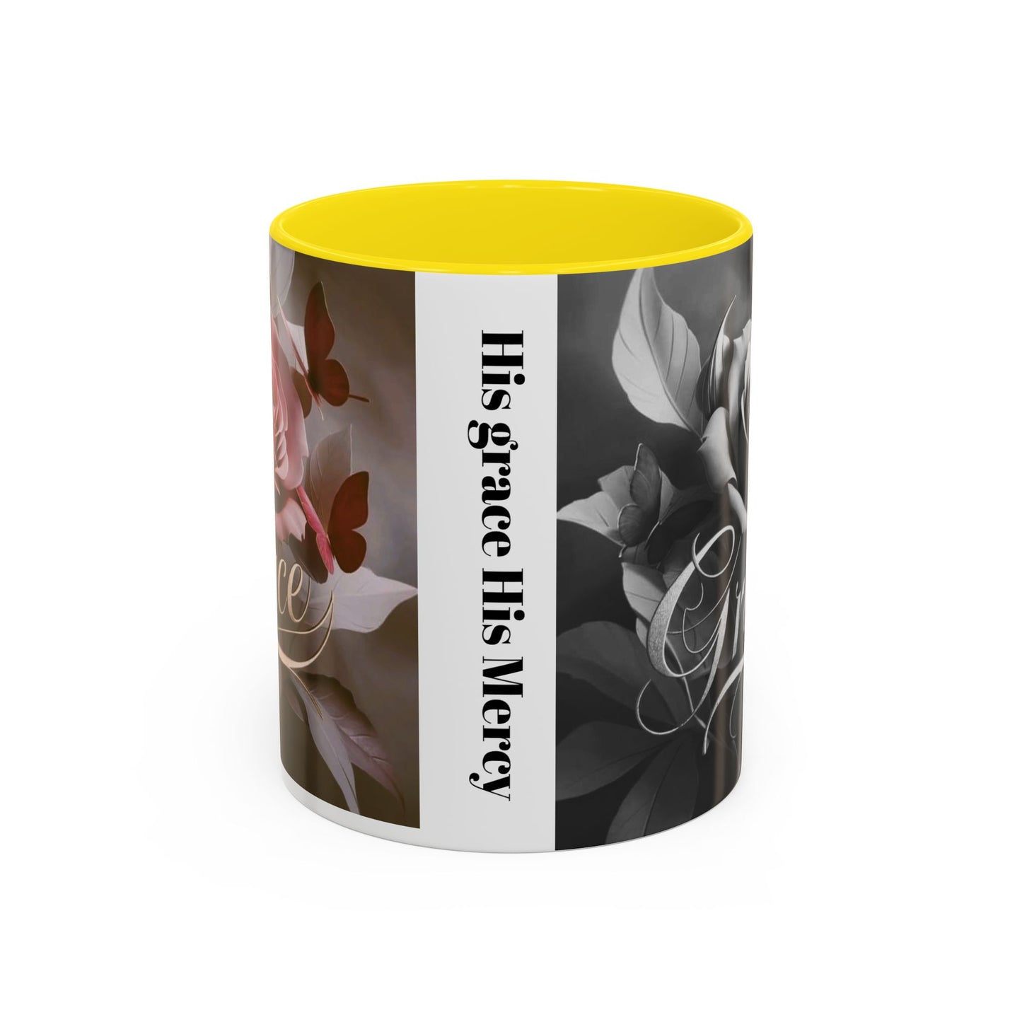 Floral Inspirational Coffee Mug, His Grace His Mercy.