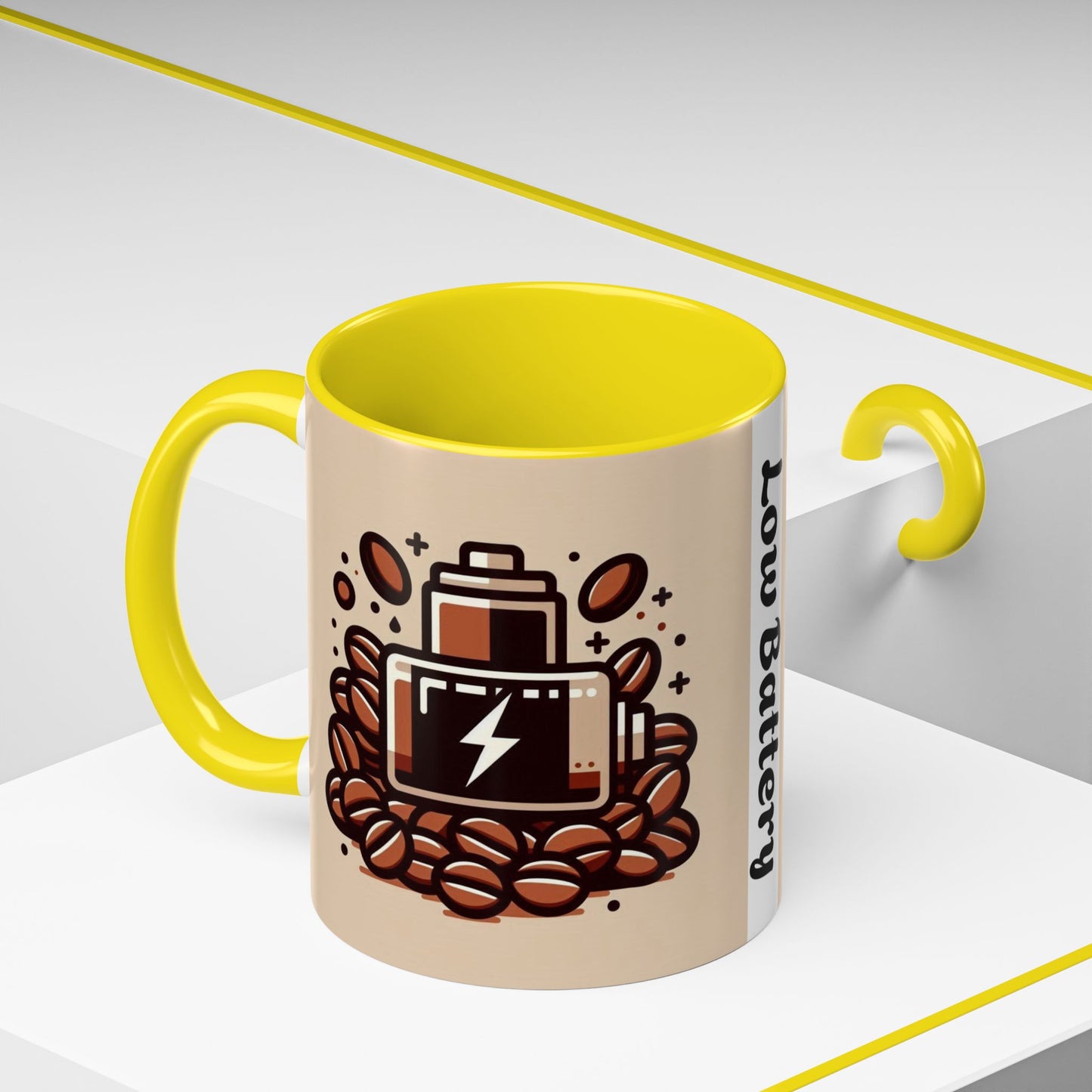 Low Battery Coffee Mug, Funny Coffee Cup, Gift for Caffeine Lovers, Unique Office Mug, Java Enthusiast Cup