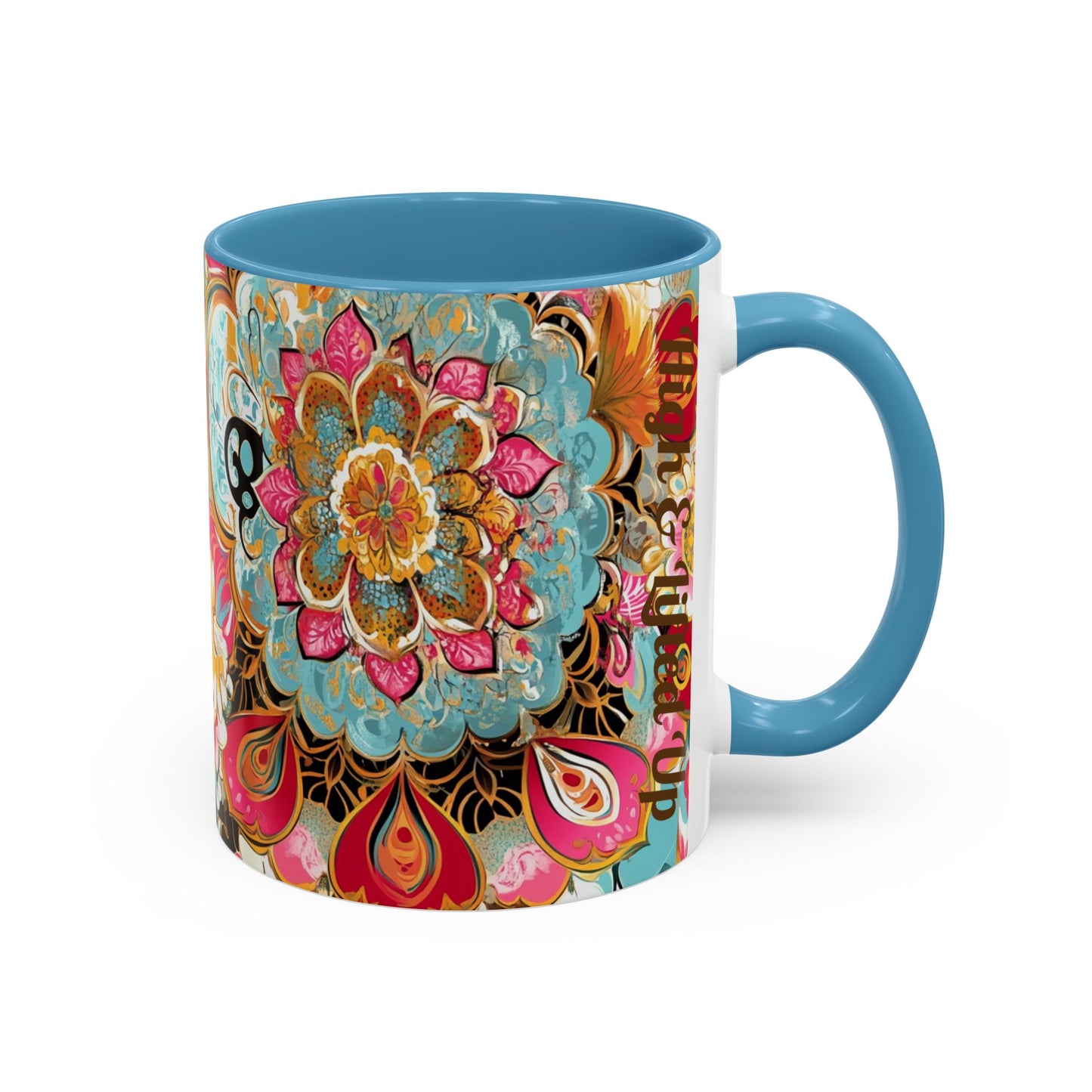 Vibrant Floral Accent Boho Coffee Mug, Floral.