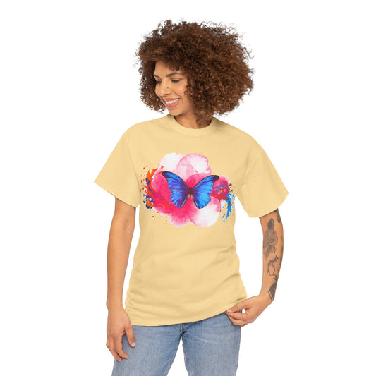 Colorful Butterfly Unisex Heavy Cotton Tee, Summer Vibes.