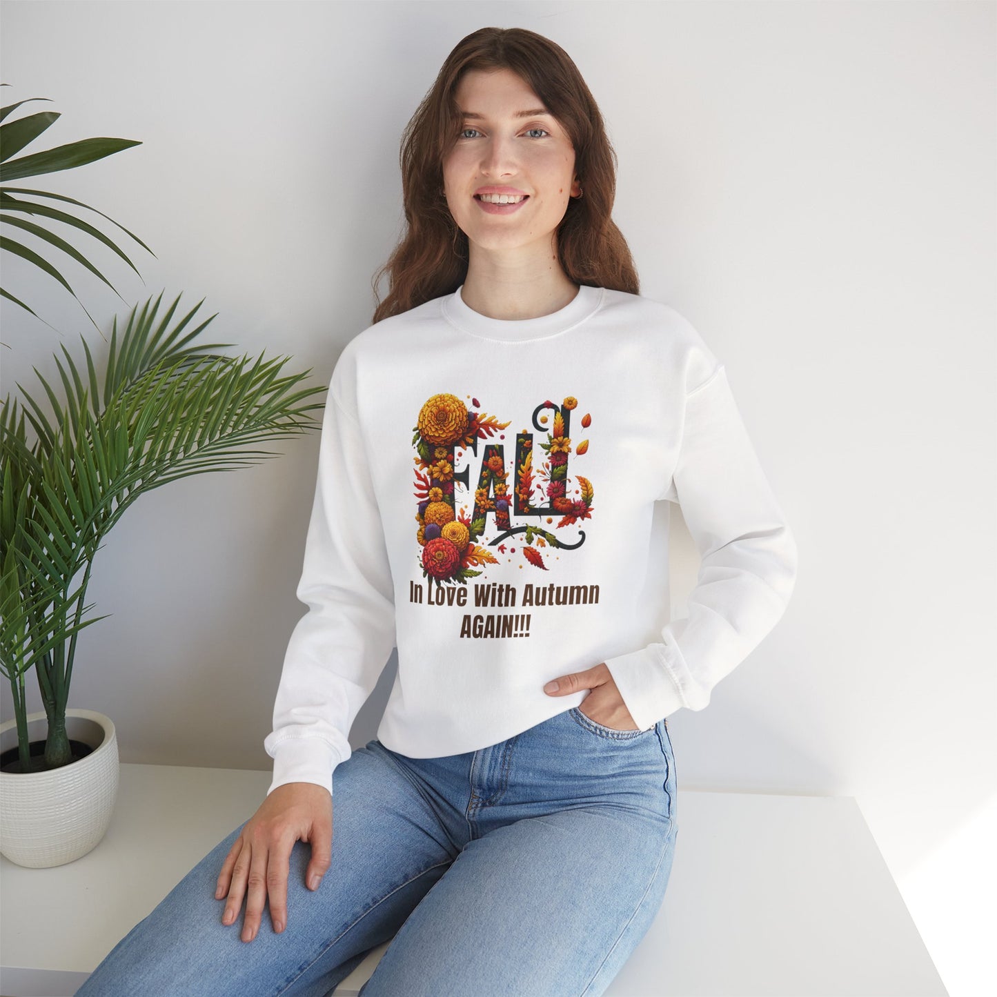 Fall in Love with Autumn Sweatshirt - Cozy Unisex Crewneck.