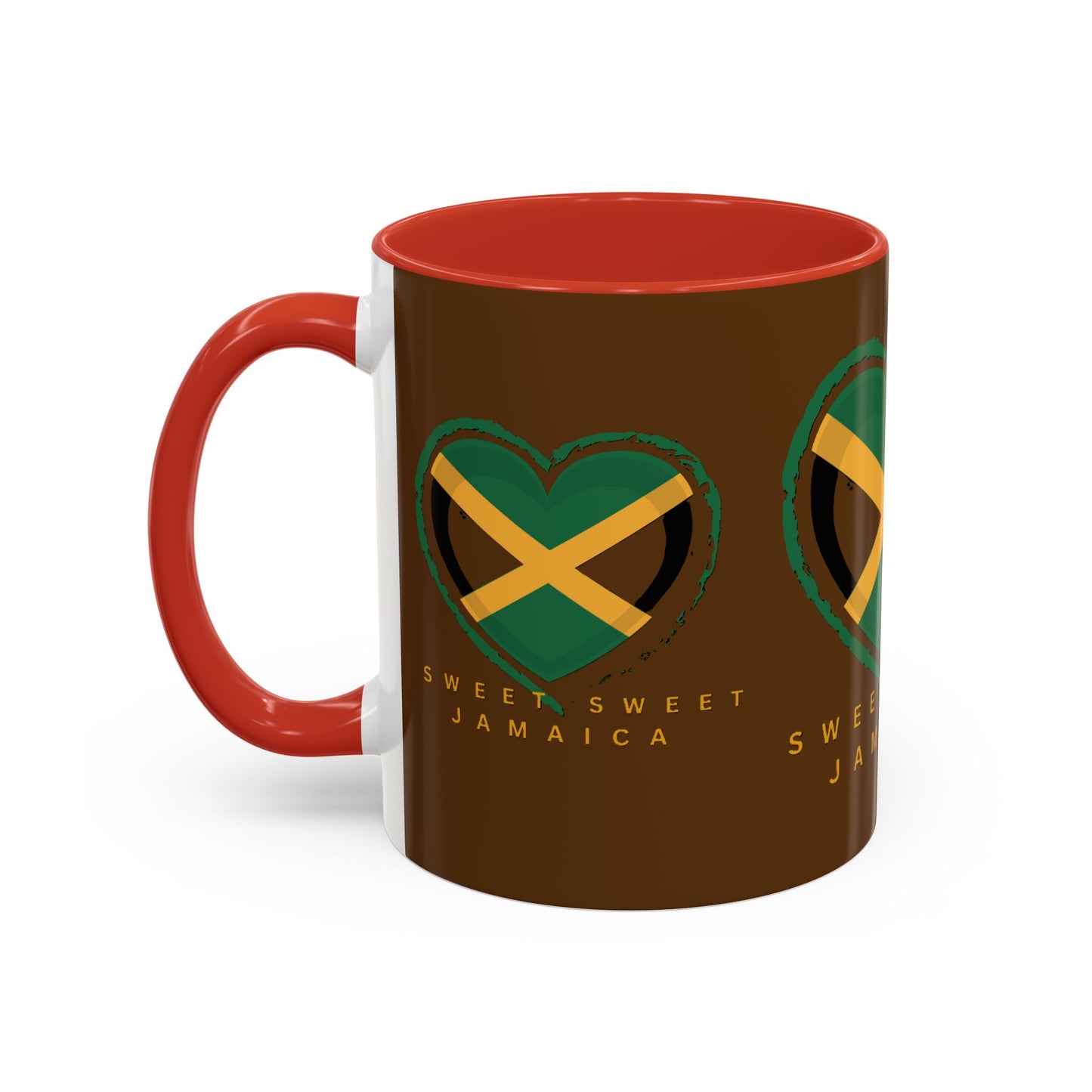Accent Coffee Mug with Jamaican Heart Design - Perfect for Coffee Lovers, Gift for Travelers, Jamaica Celebration, or Home Decor