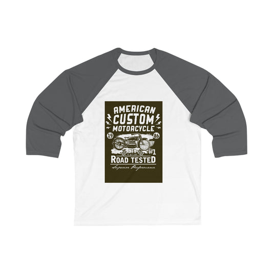 Vintage Motorcycle Baseball Tee, Unisex 3/4 Sleeve Baseball Shirt, Unique Gift for Bikers, Custom Motorcycle Apparel, Road Tested Tee