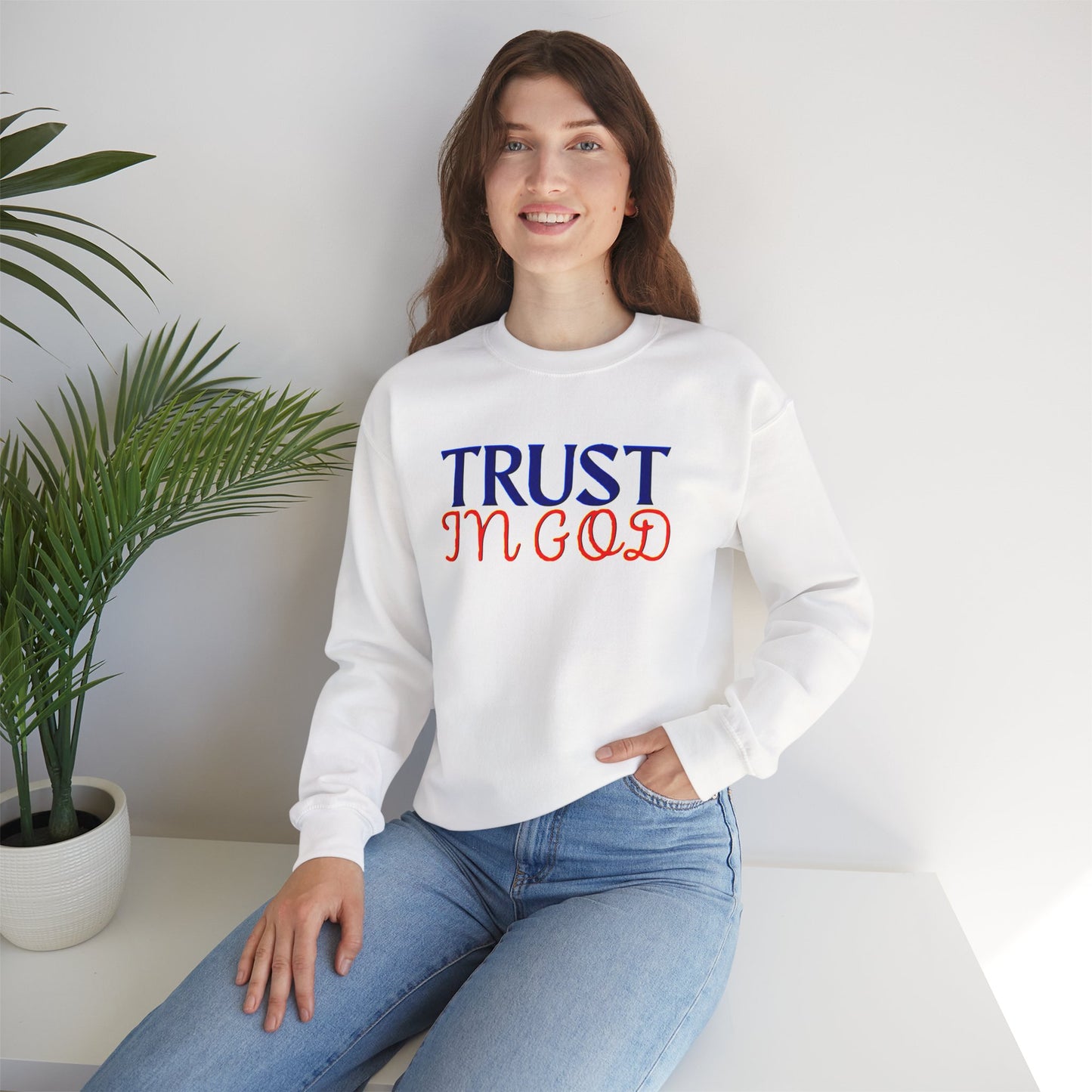 Trust in God Crewneck Sweatshirt - Inspirational Gift, Faith Apparel.