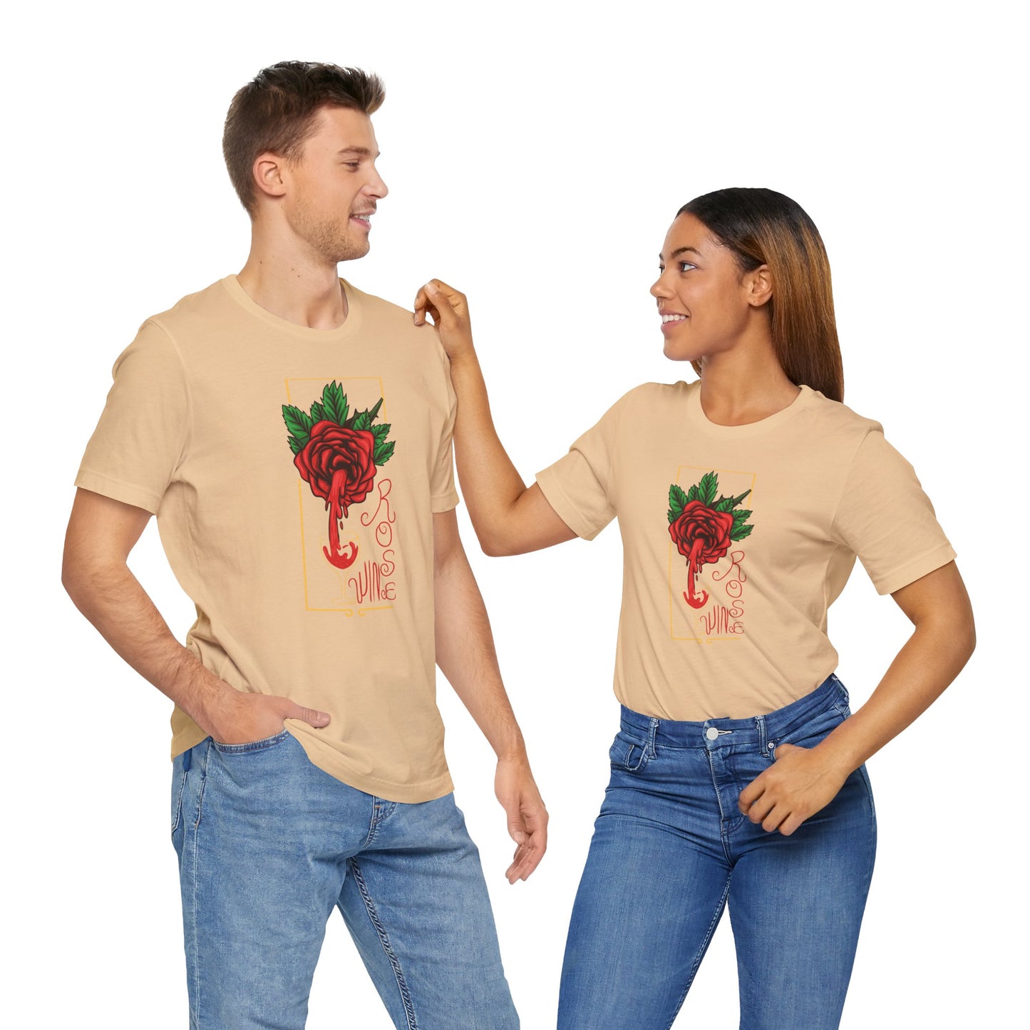 Rose Wine Unisex Tee, Perfect for Wine Lovers, Gifts for Her, Casual Date Night, Summer Apparel, Floral Graphic Shirt