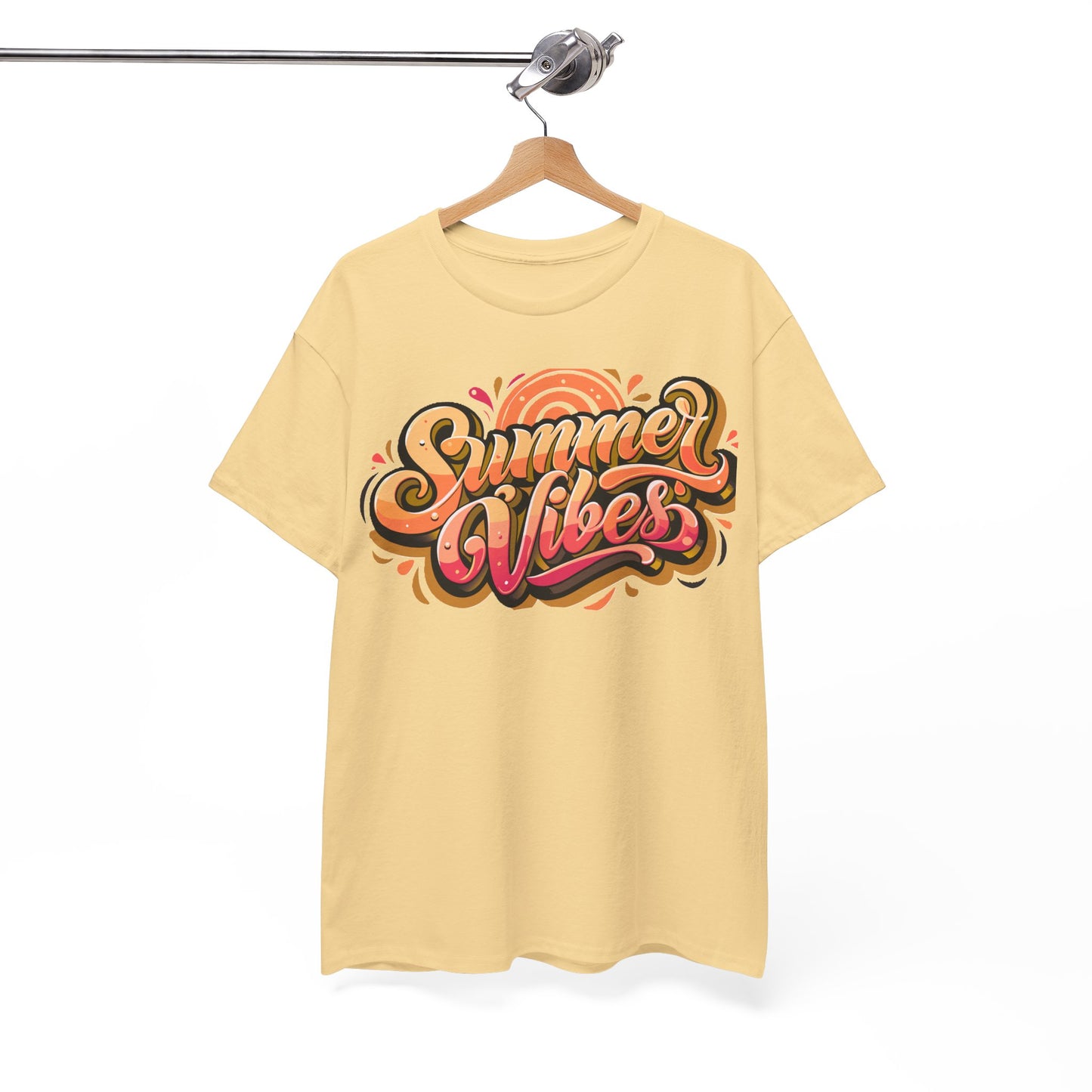 Summer Vibes Unisex Heavy Cotton Tee - Relaxed Fit, Casual Wear, Beach Outings, Gift for Friends, Summer Parties, Fun Graphic Tee