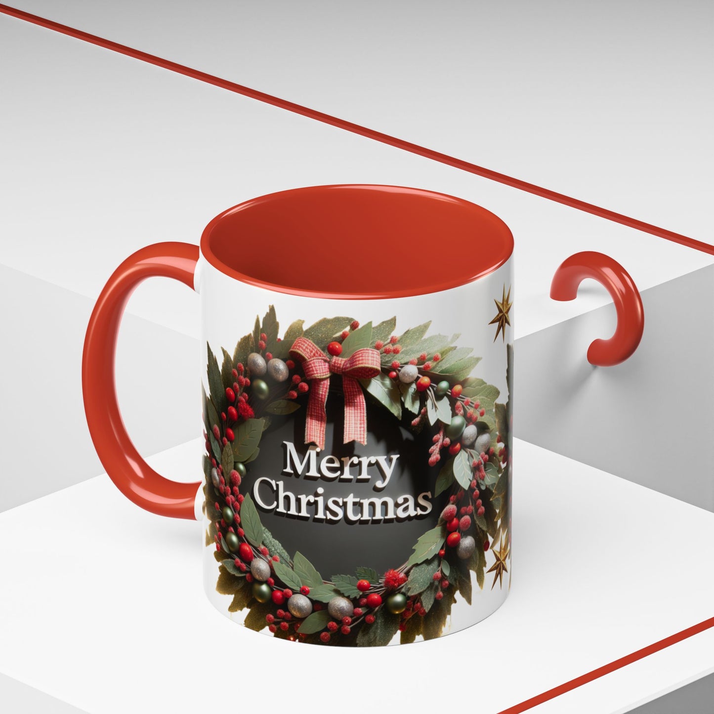 Festive Merry Christmas Mug, Holiday Coffee Cup.