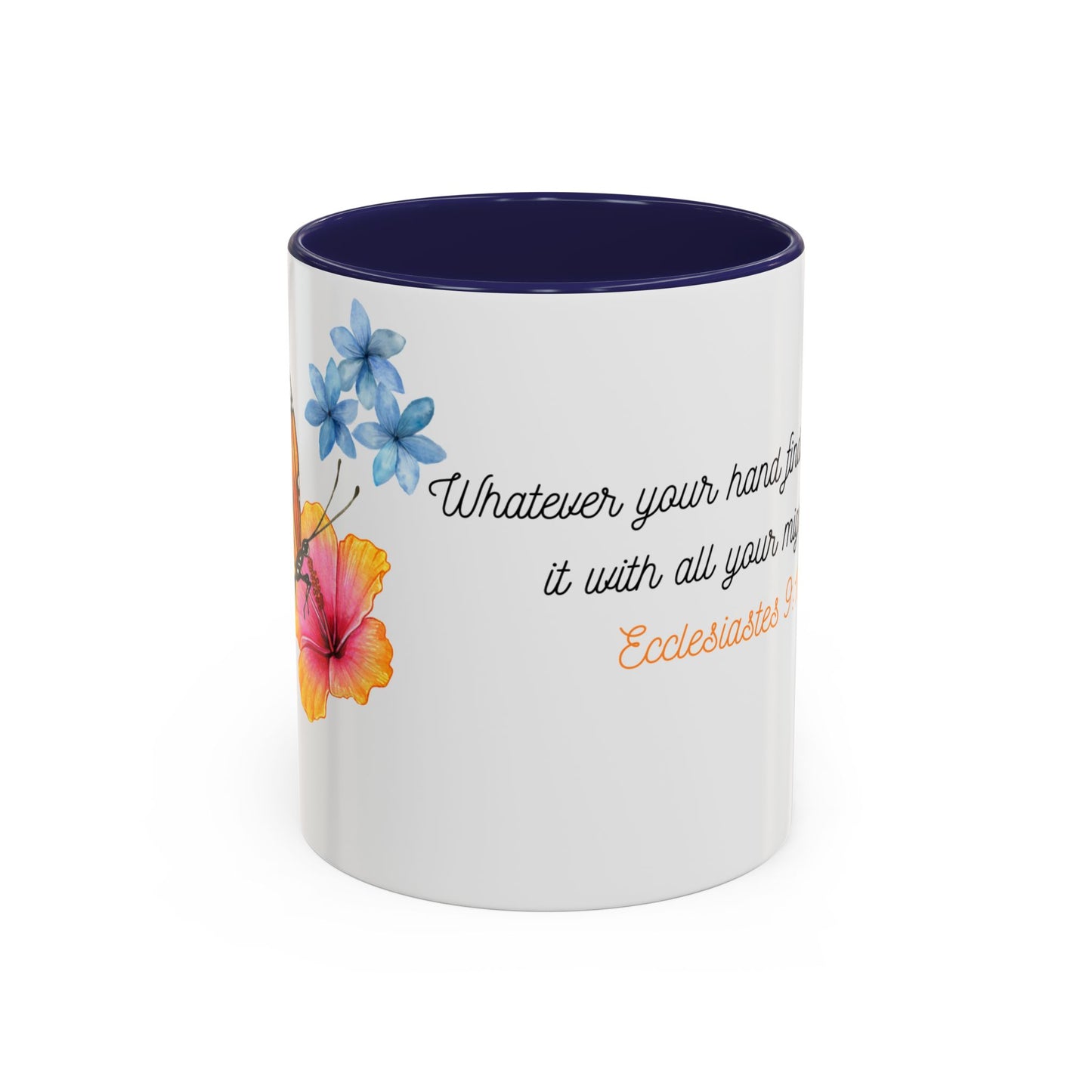 Inspirational Accent Mug - Butterfly Design, with Motivational words.
