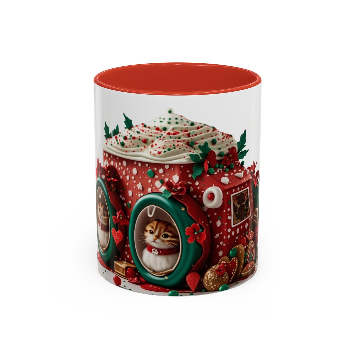 Festive Cat Coffee Mug, Christmas Coffee Cup.