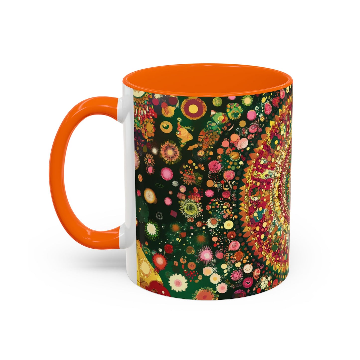 Vibrant Mandala Accent Coffee Mug, Colorful Drinkware.