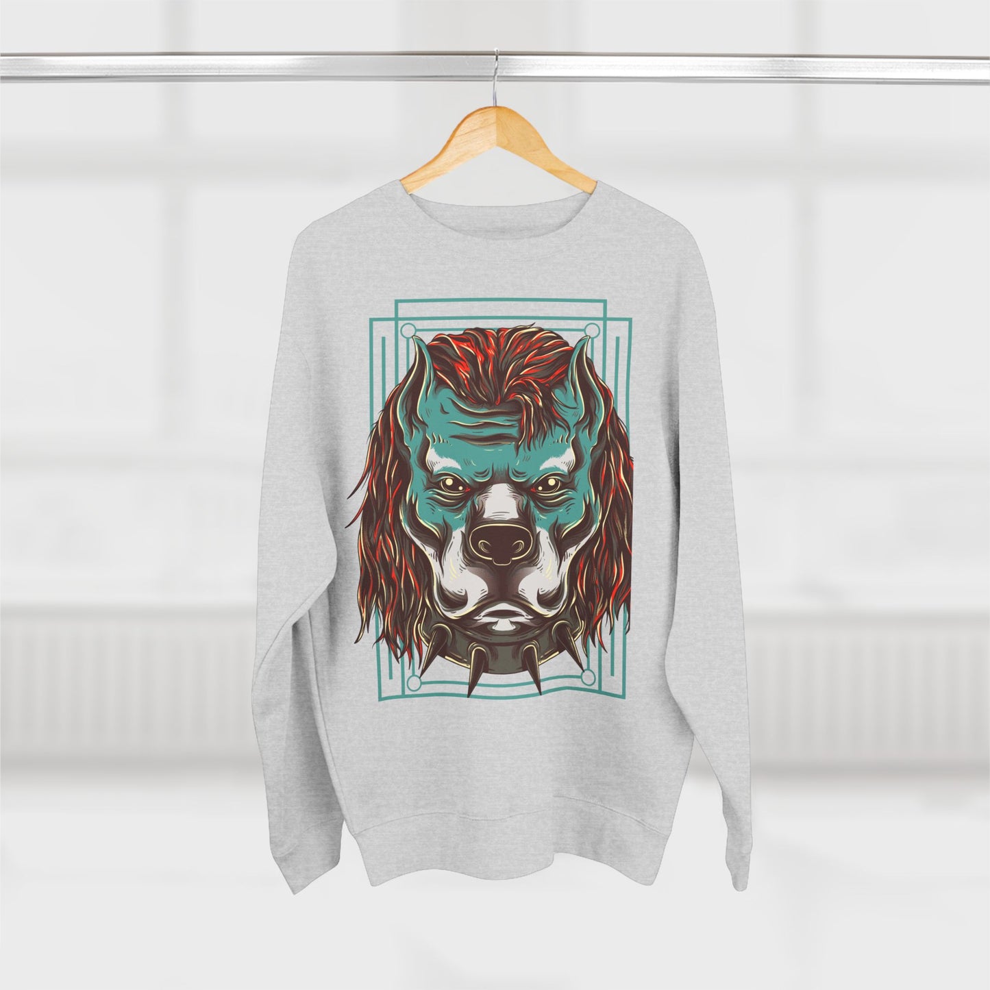 Fierce Dog Graphic Sweatshirt | Unisex Crewneck | Cool Casual Wear | Gift for Animal Lovers | Perfect for Everyday and Holidays