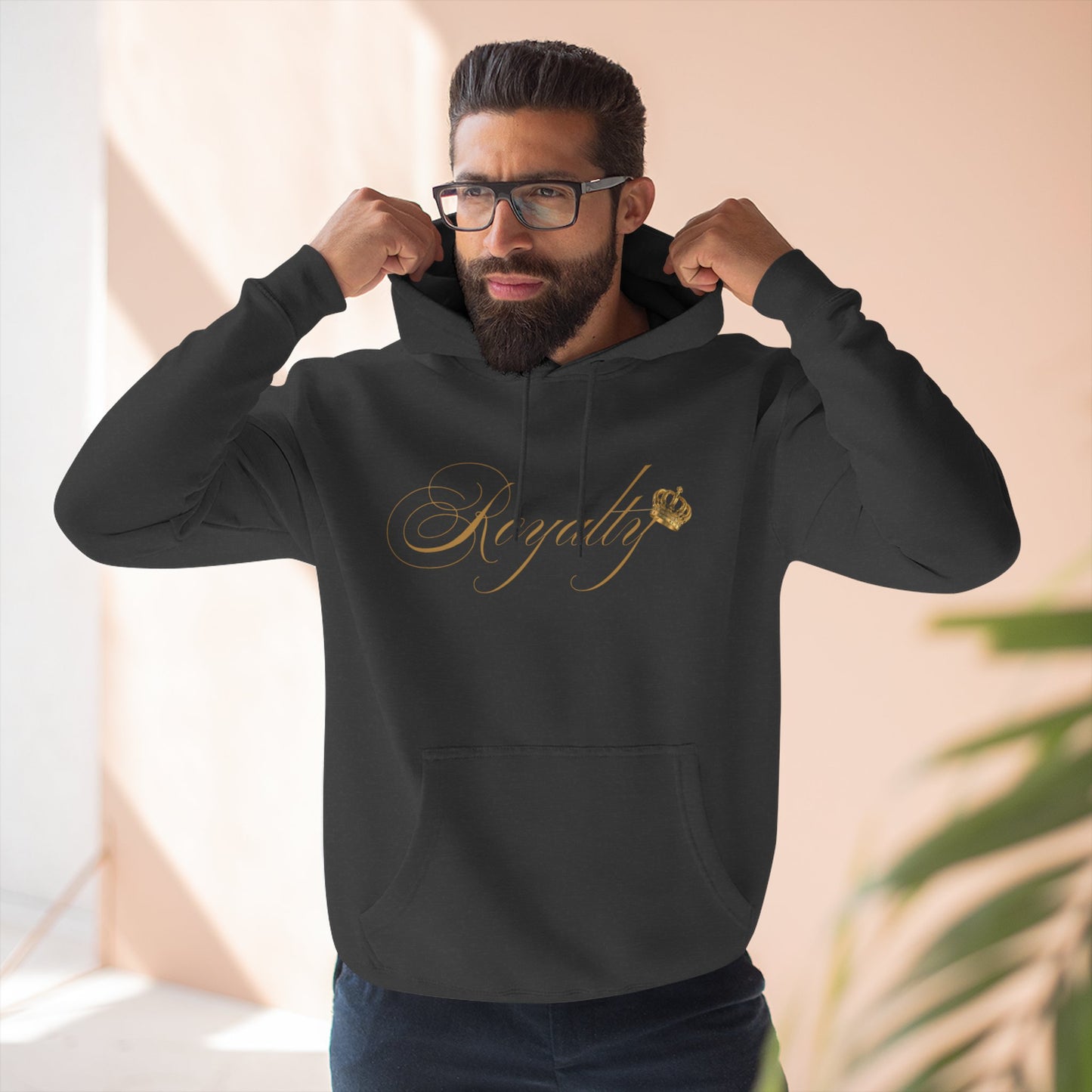 Royalty Script Hoodie - Gold Script "Royalty" Fleece Pullover, Cosy.