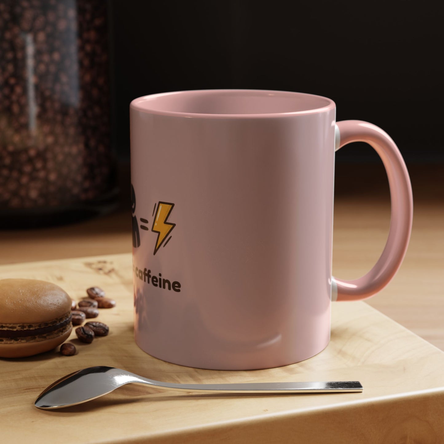Coffee + Me = Caffeine Accent Mug.