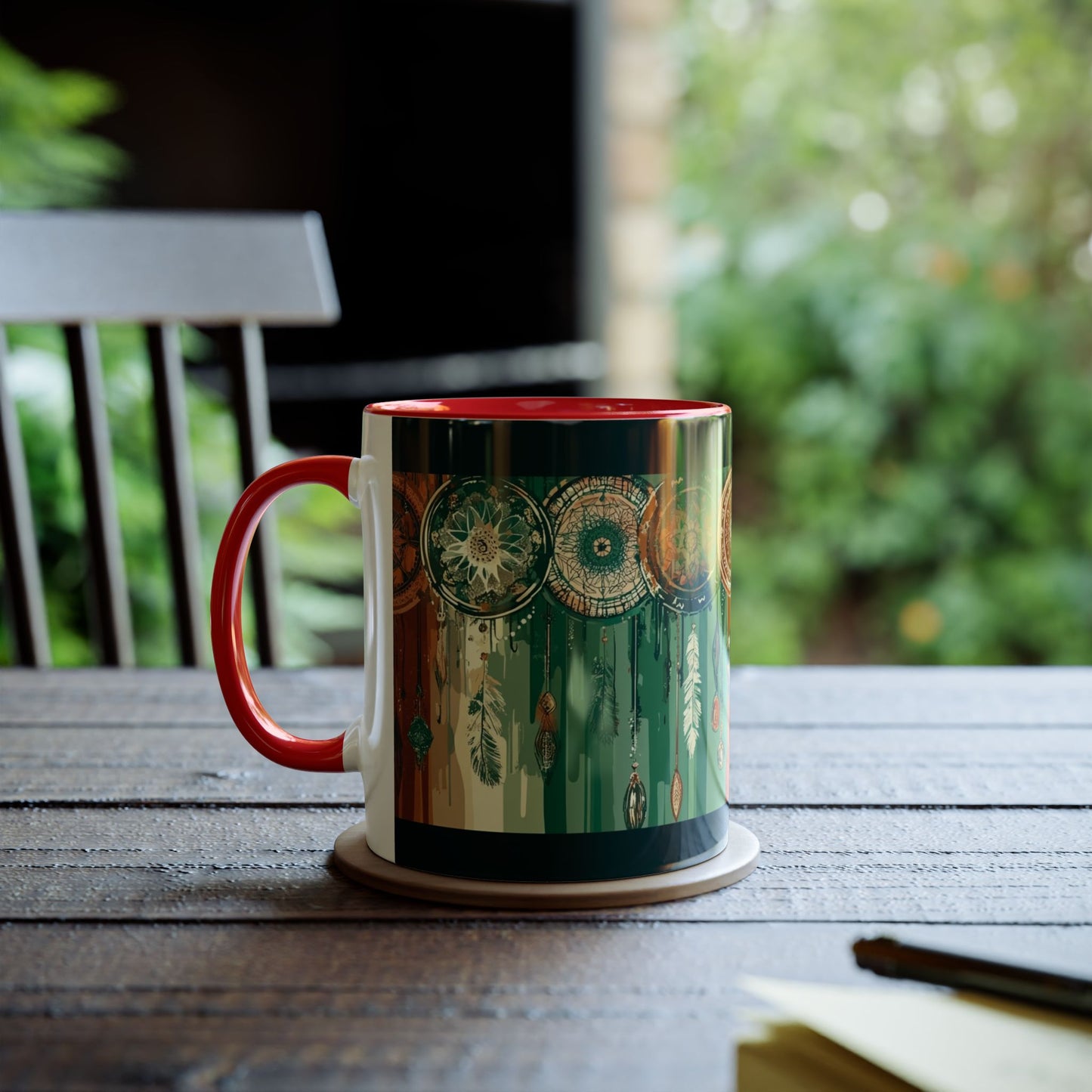 Dreamcatcher Two-Tone Coffee Mug, Boho Mug, Gift for Her, Home Decor, Coffee Lover's Mug, Unique Kitchenware
