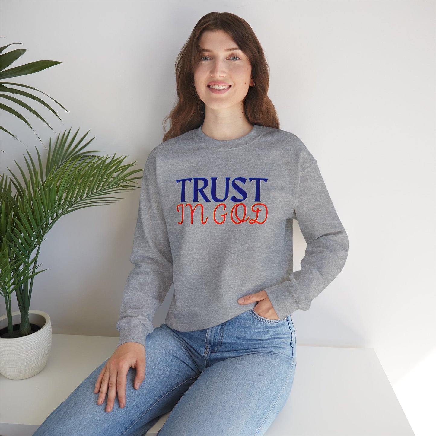 Trust in God Crewneck Sweatshirt - Inspirational Gift, Faith Apparel.