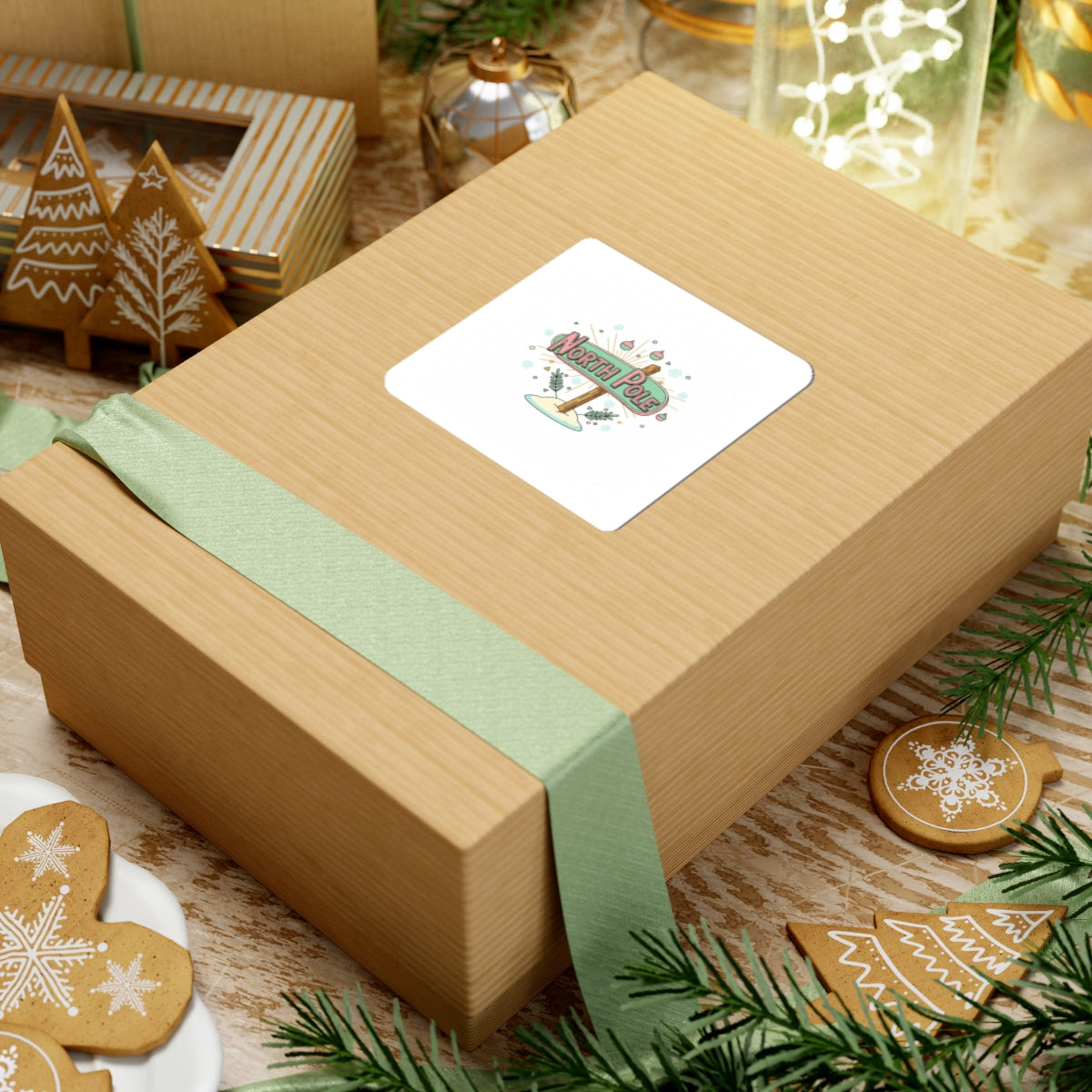 North Pole Sign Sticker | mid century Christmas, 50s style xmas decor